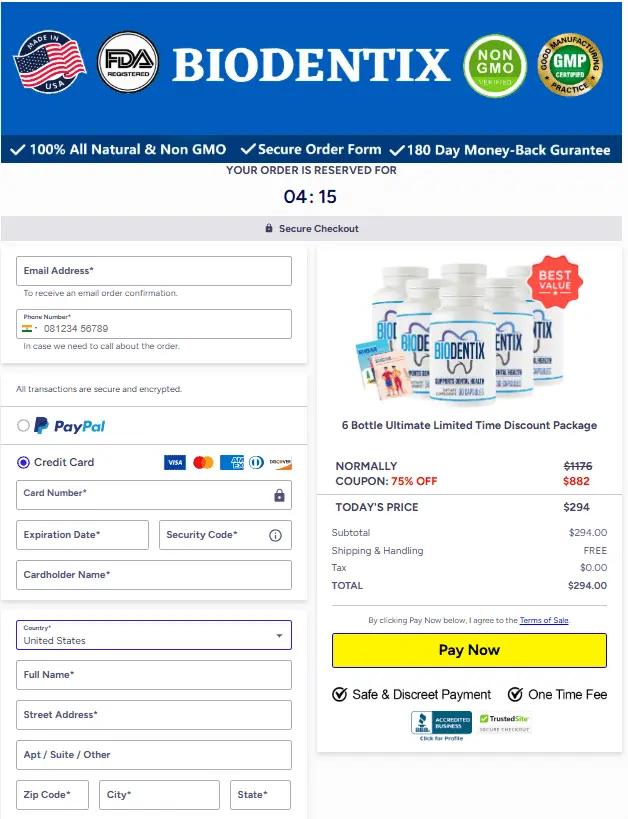 BioDentix-checkout-page
